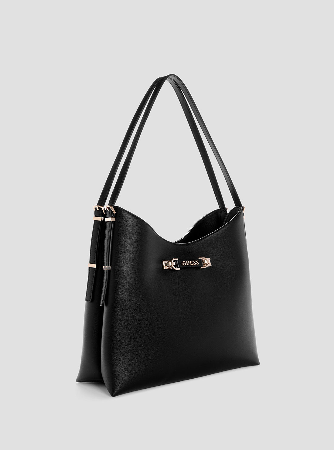 GUESS Womens Black Lefia Large Hobo Bag BG964402 Front Side View