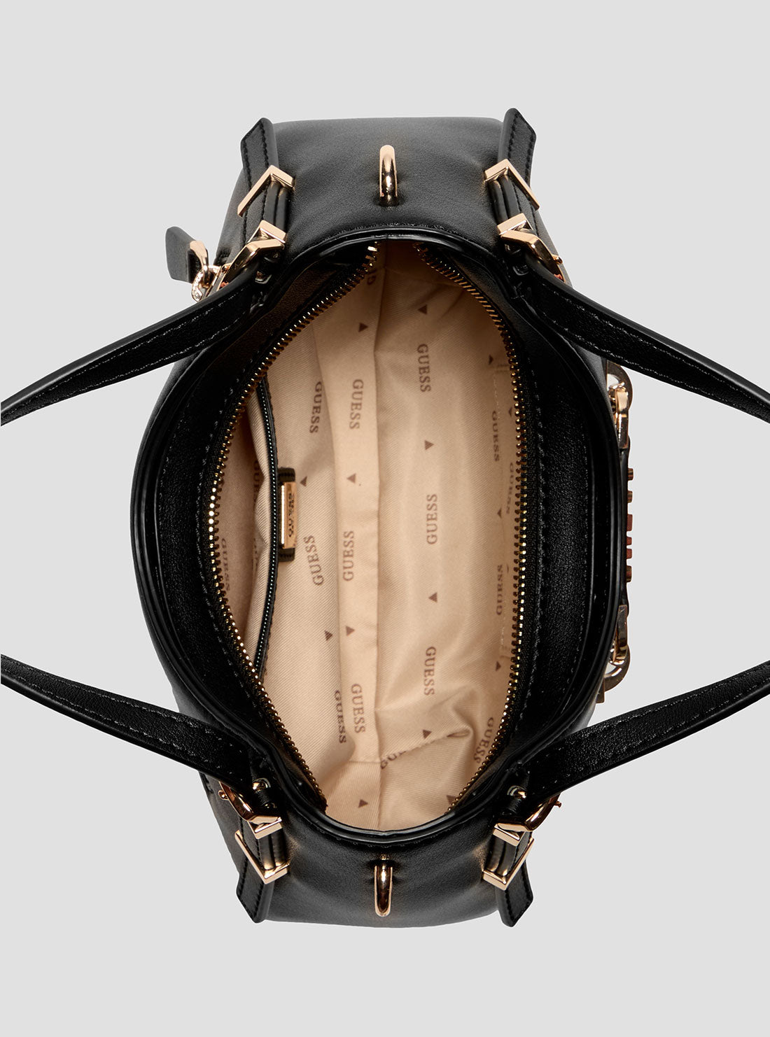 GUESS Womens Black Lefia Small Satchel Bag BG964405 Inside View
