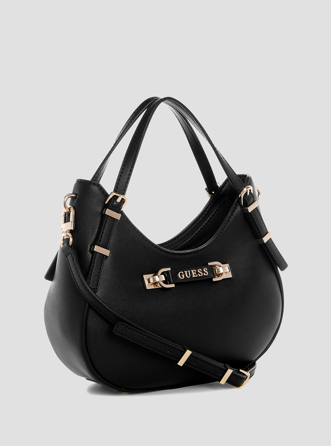 GUESS Womens Black Lefia Small Satchel Bag BG964405 Front Side View