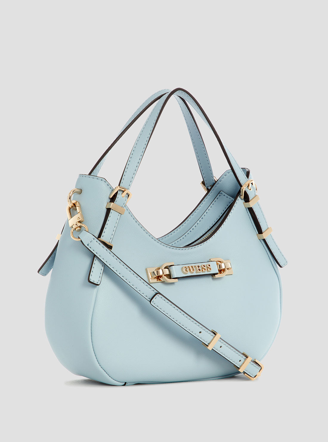 GUESS Womens Blue Lefia Small Satchel Bag BG964405 Front Side View