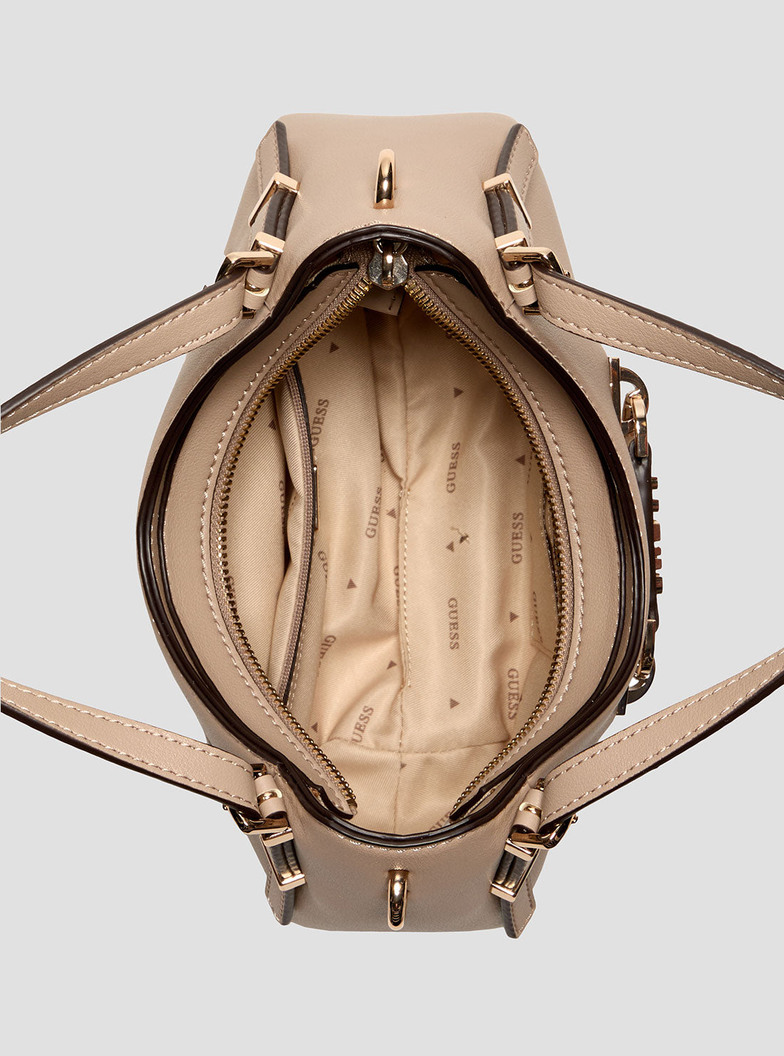 Brown Lefia Small Satchel Bag BG964405 Inside View
