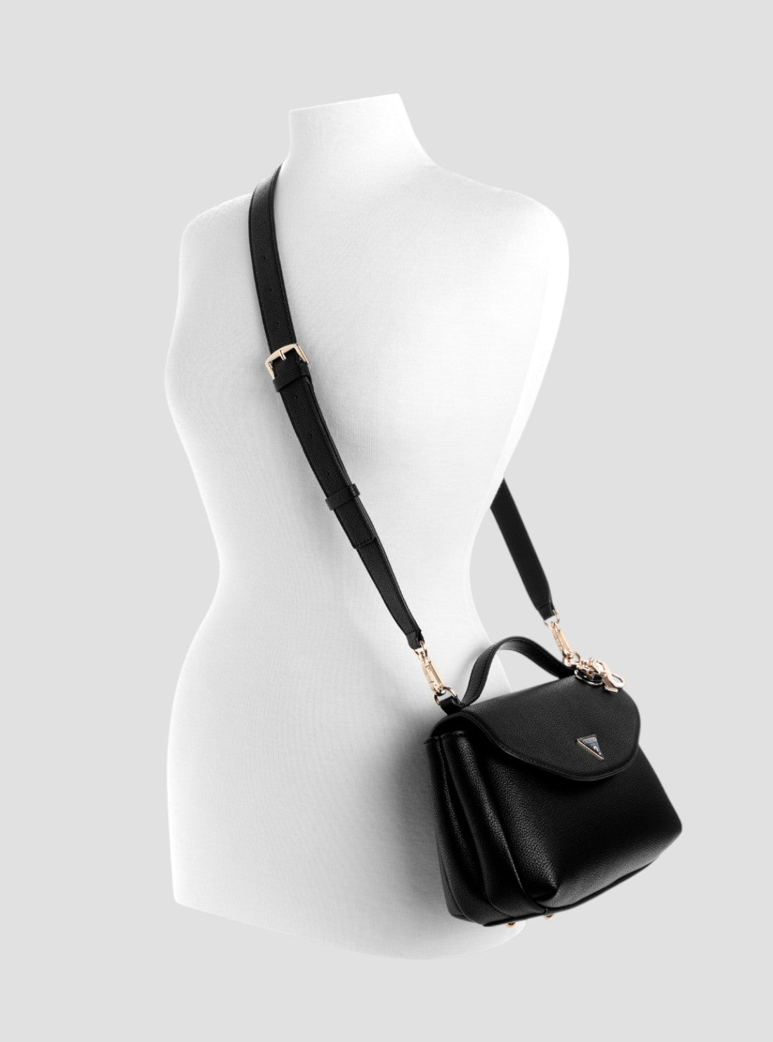 GUESS Womens Black Evie Top Handle Flap Bag BG966420 Full View