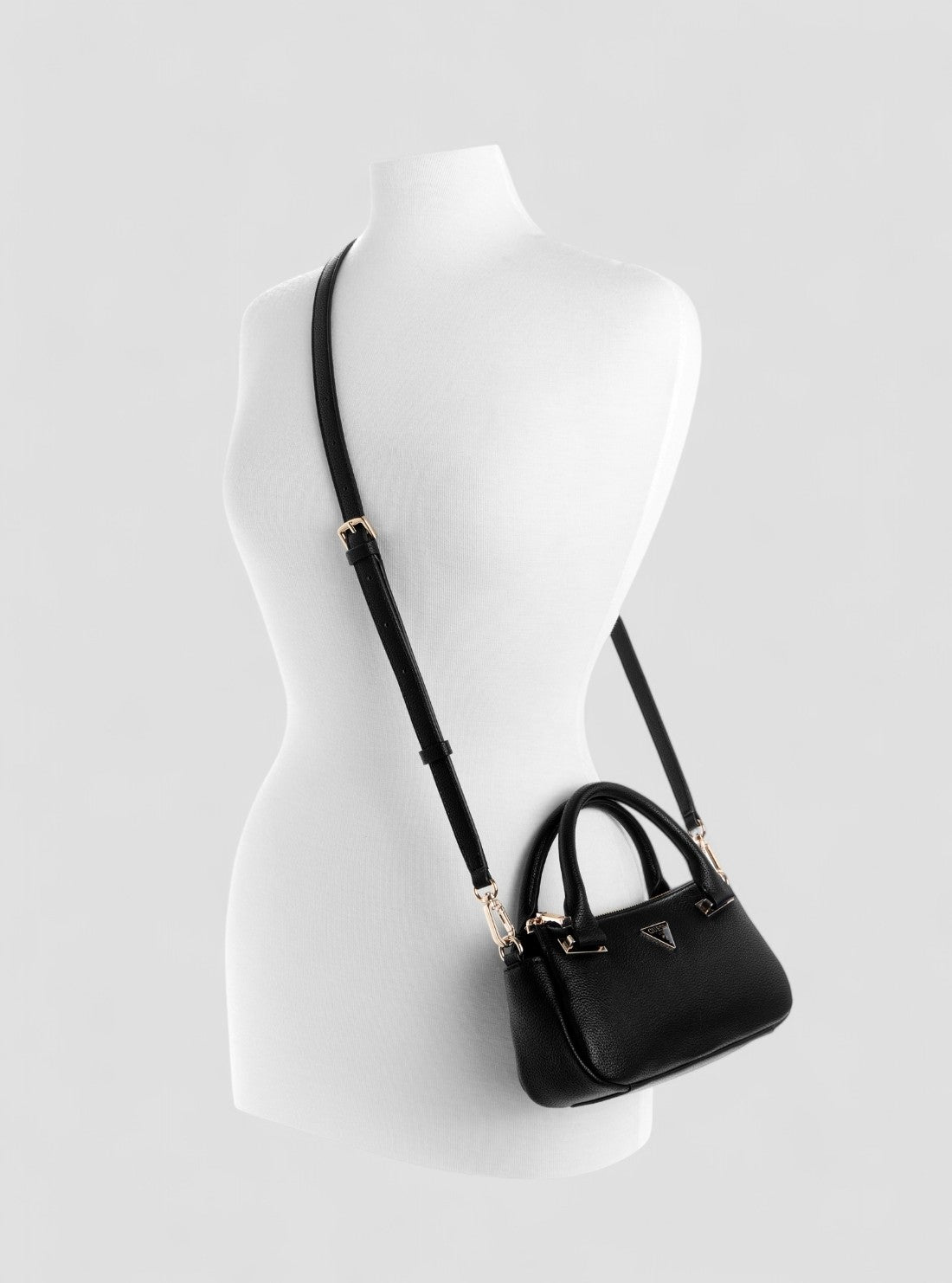 GUESS Womens Black Evie Mini Satchel Bag BG966476 Full View