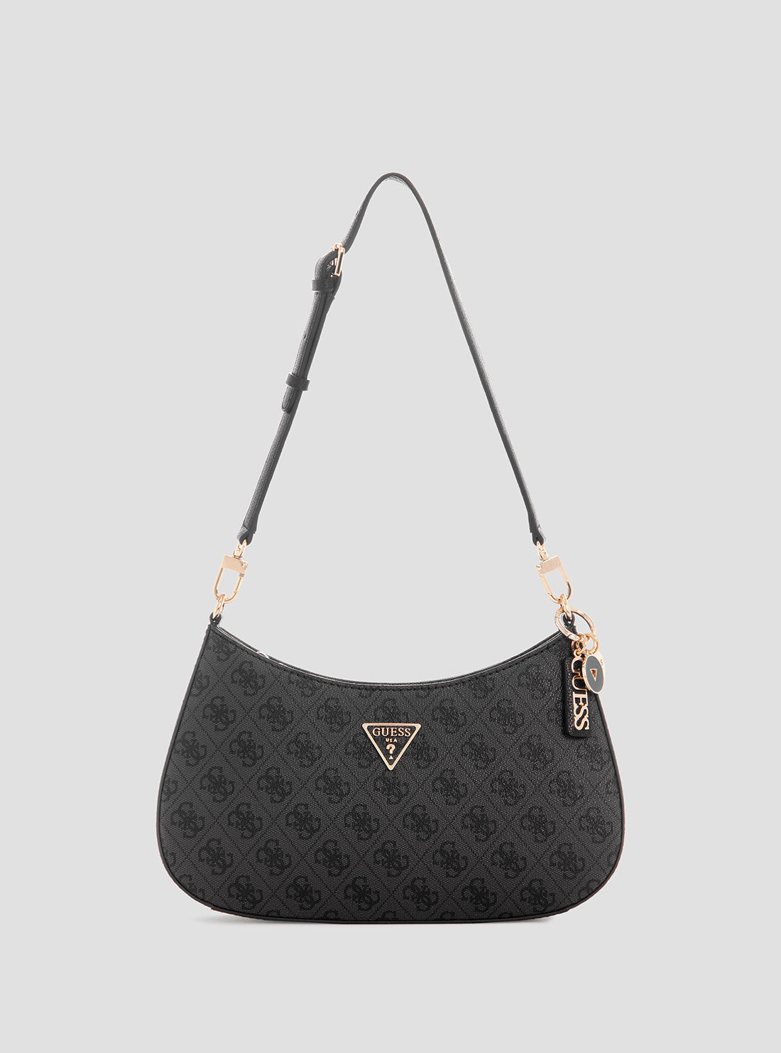 GUESS Womens Black Logo Noelle Top Zip Shoulder Bag BG967218 Front View