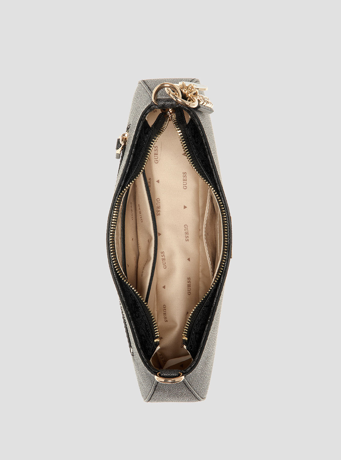 GUESS Womens Black Logo Noelle Top Zip Shoulder Bag BG967218 Inside View