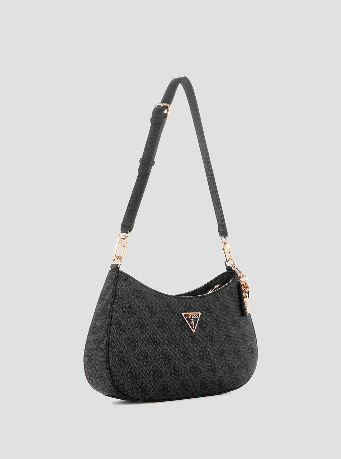 GUESS Womens Black Logo Noelle Top Zip Shoulder Bag BG967218 Front Side View