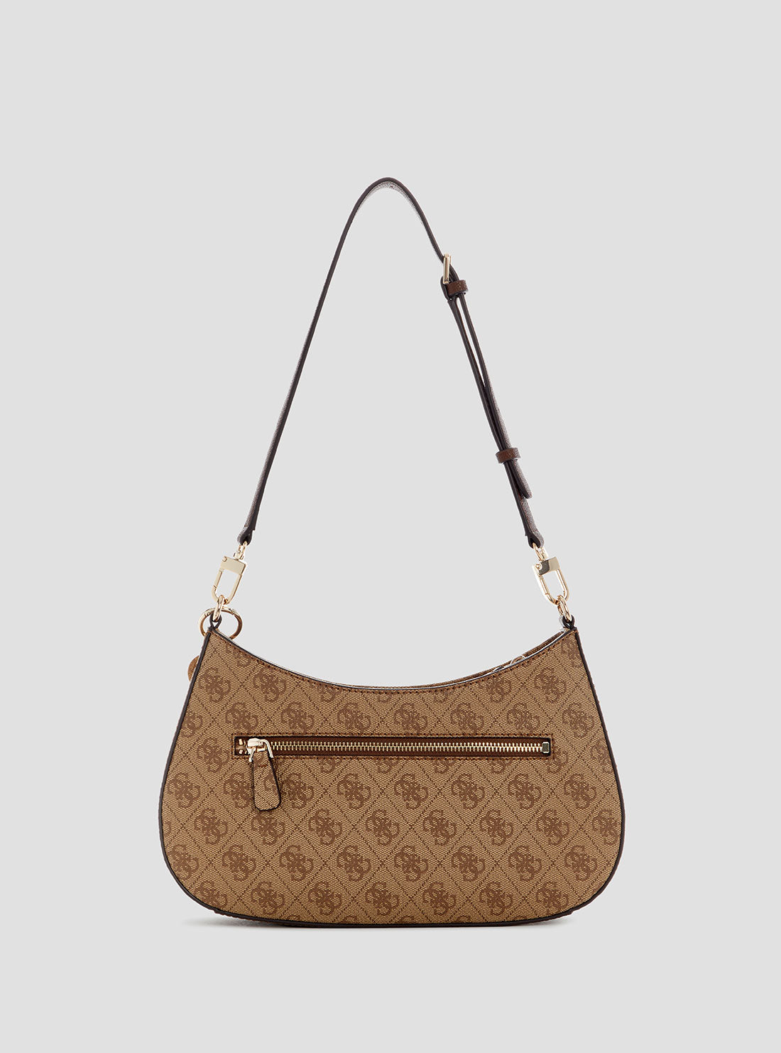 GUESS Womens Brown Logo Noelle Top Zip Shoulder Bag BG967218 Back View