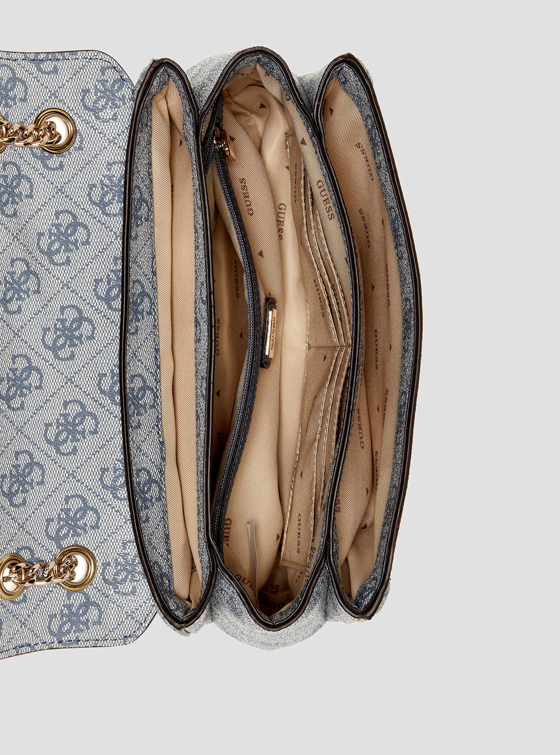 GUESS Womens Blue Logo Noelle Crossbody Flap Bag BG967221 Inside View