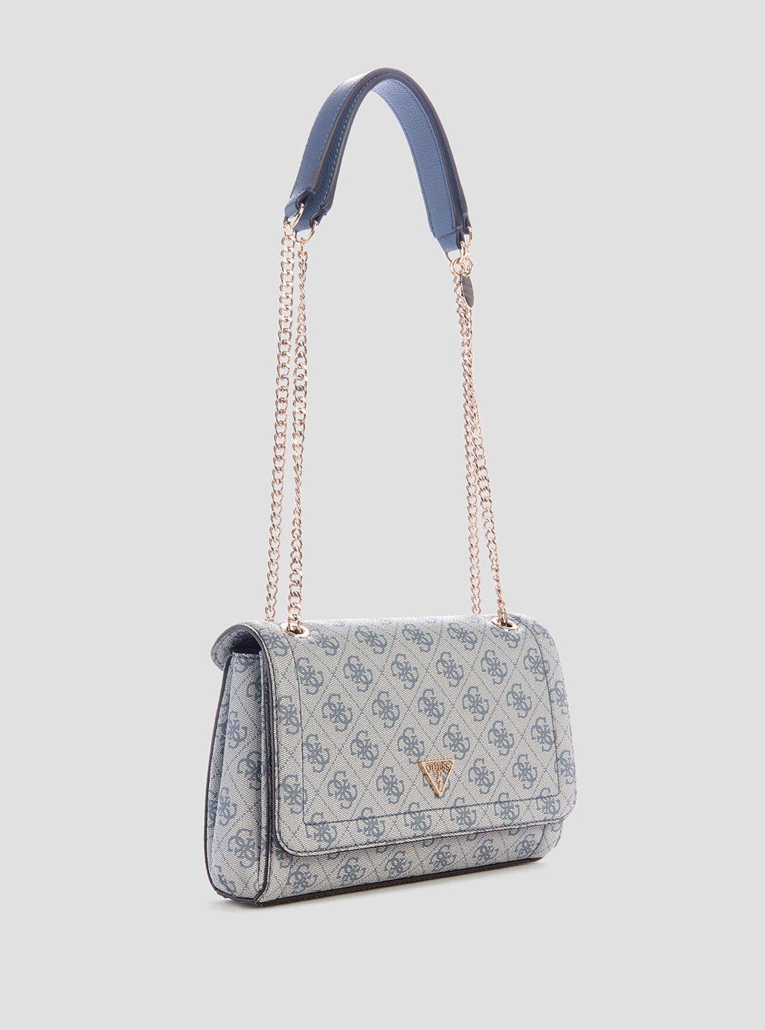 GUESS Womens Blue Logo Noelle Crossbody Flap Bag BG967221 Front Side View