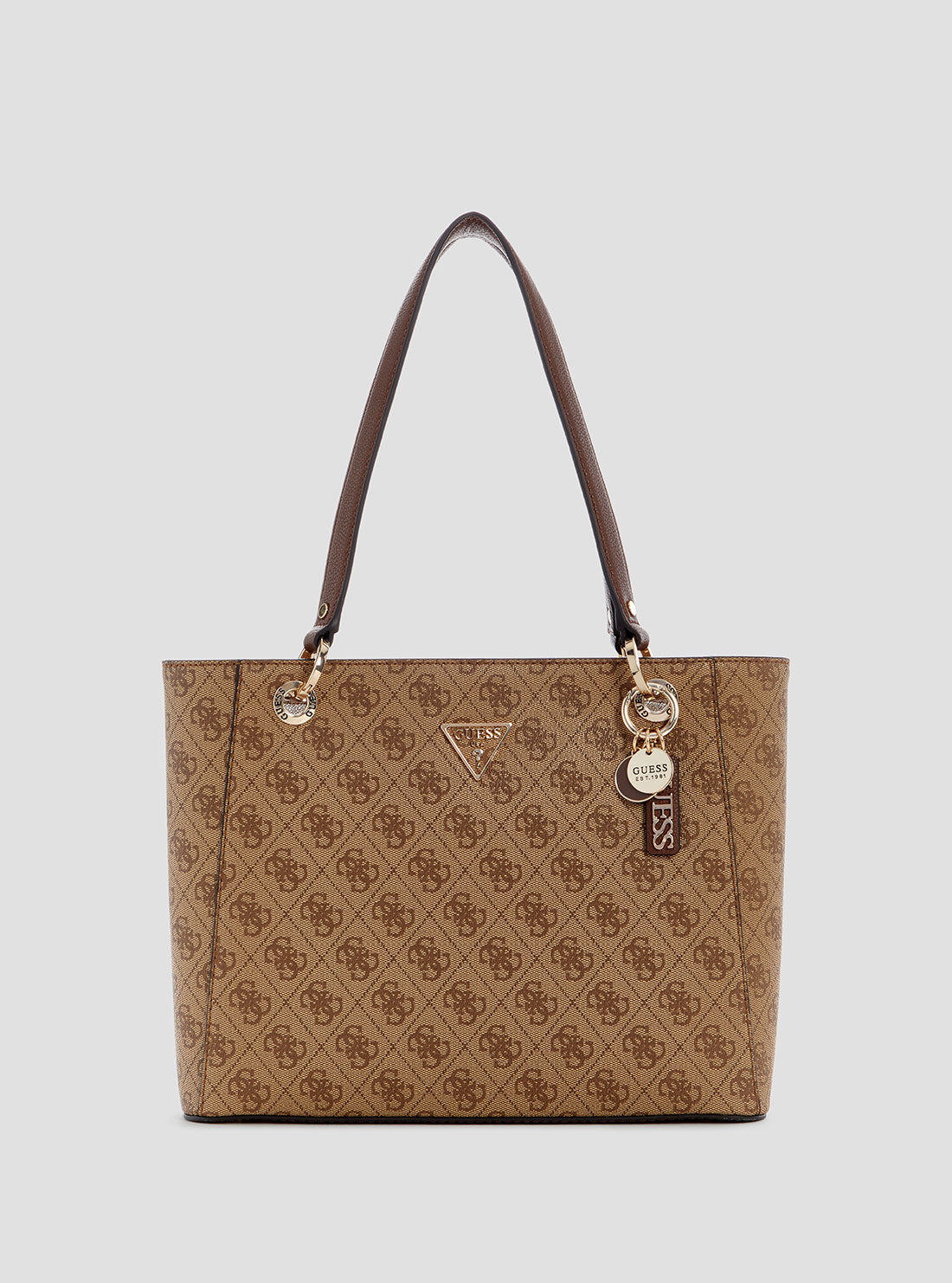 GUESS Womens Brown Logo Noelle Small Tote Bag BG967224 Front View
