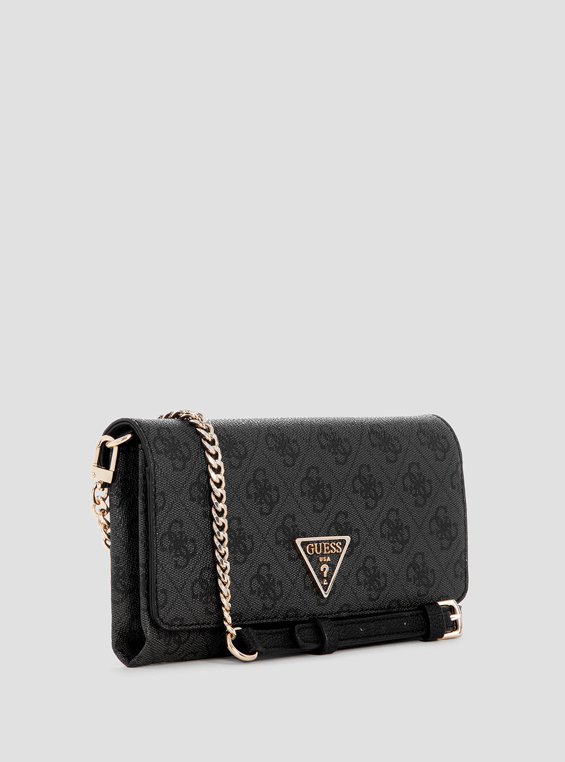 GUESS Womens Black Logo Noelle Crossbody Flap Organiser BG967275 Front Side View 
