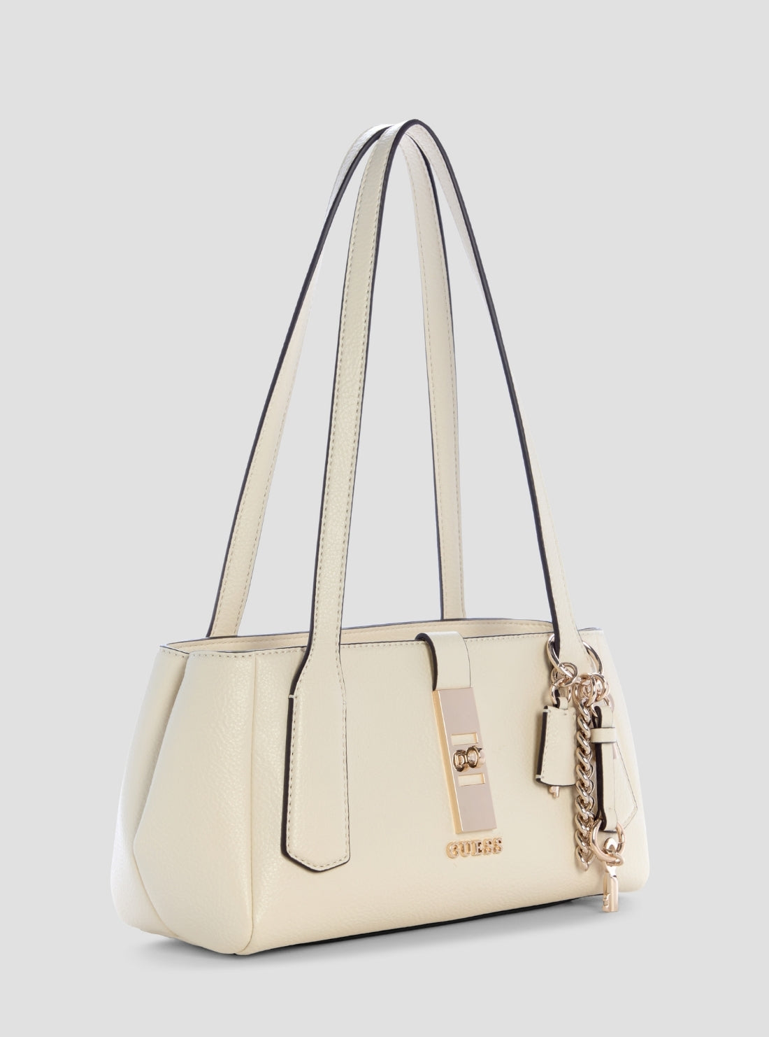 GUESS Womens White Brooke Shoulder Satchel Bag BG989708 Front Side View