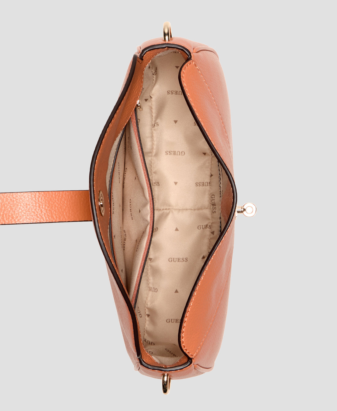 GUESS Womens Orange Brooke Shoulder Satchel Bag BG989718 Inside View