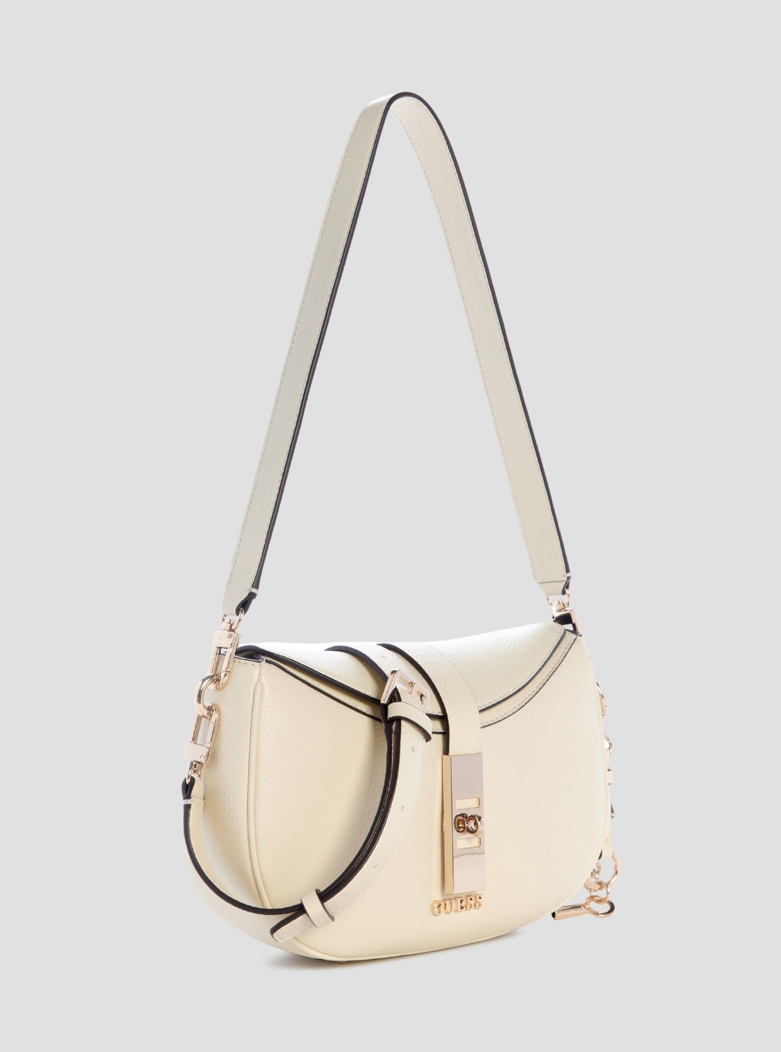 GUESS Womens White Brooke Shoulder Bag BG989718 Front Side View