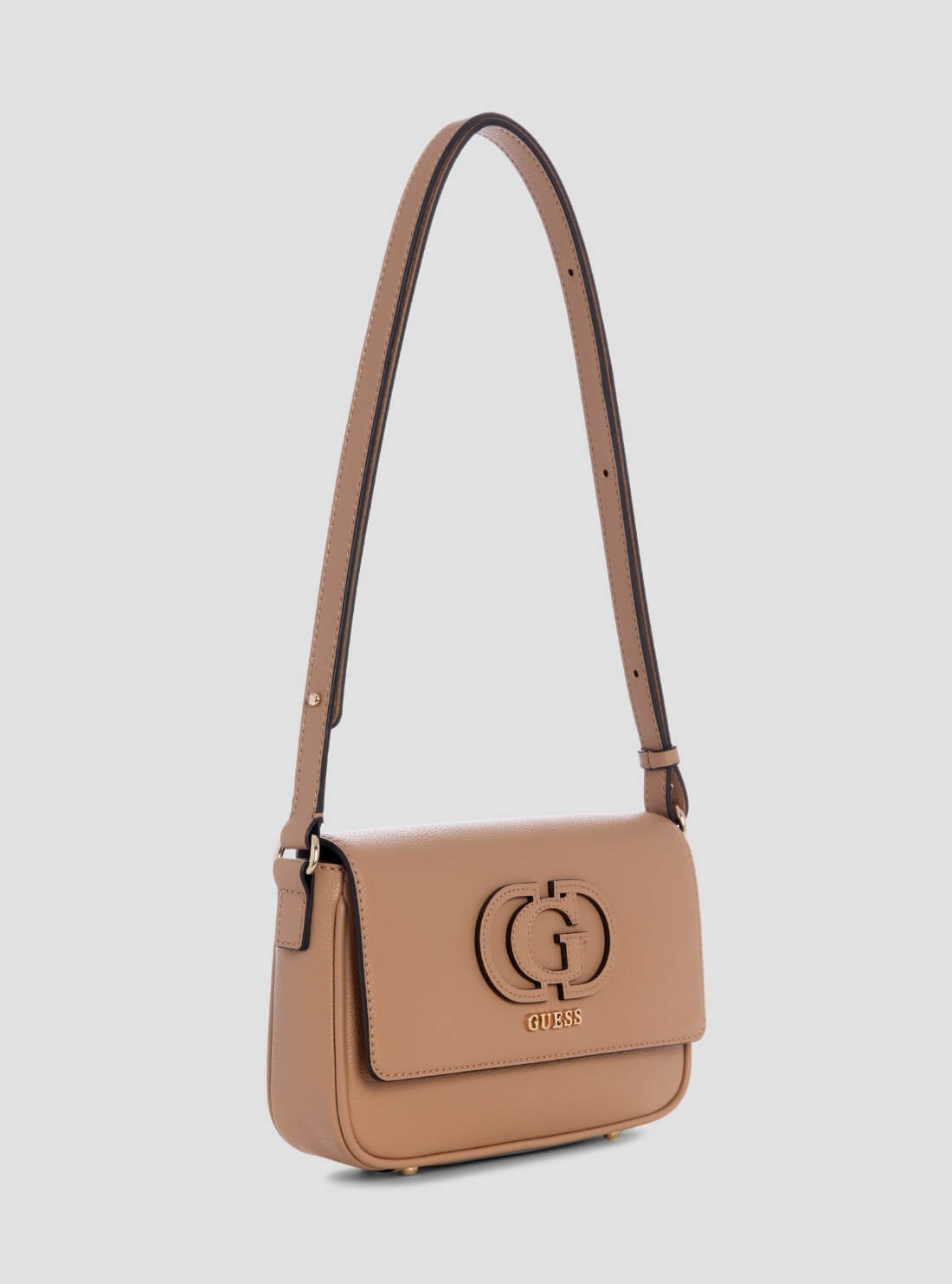 GUESS Womens Beige Isola Convertible Crossbody Flap Bag BG990521 Side View