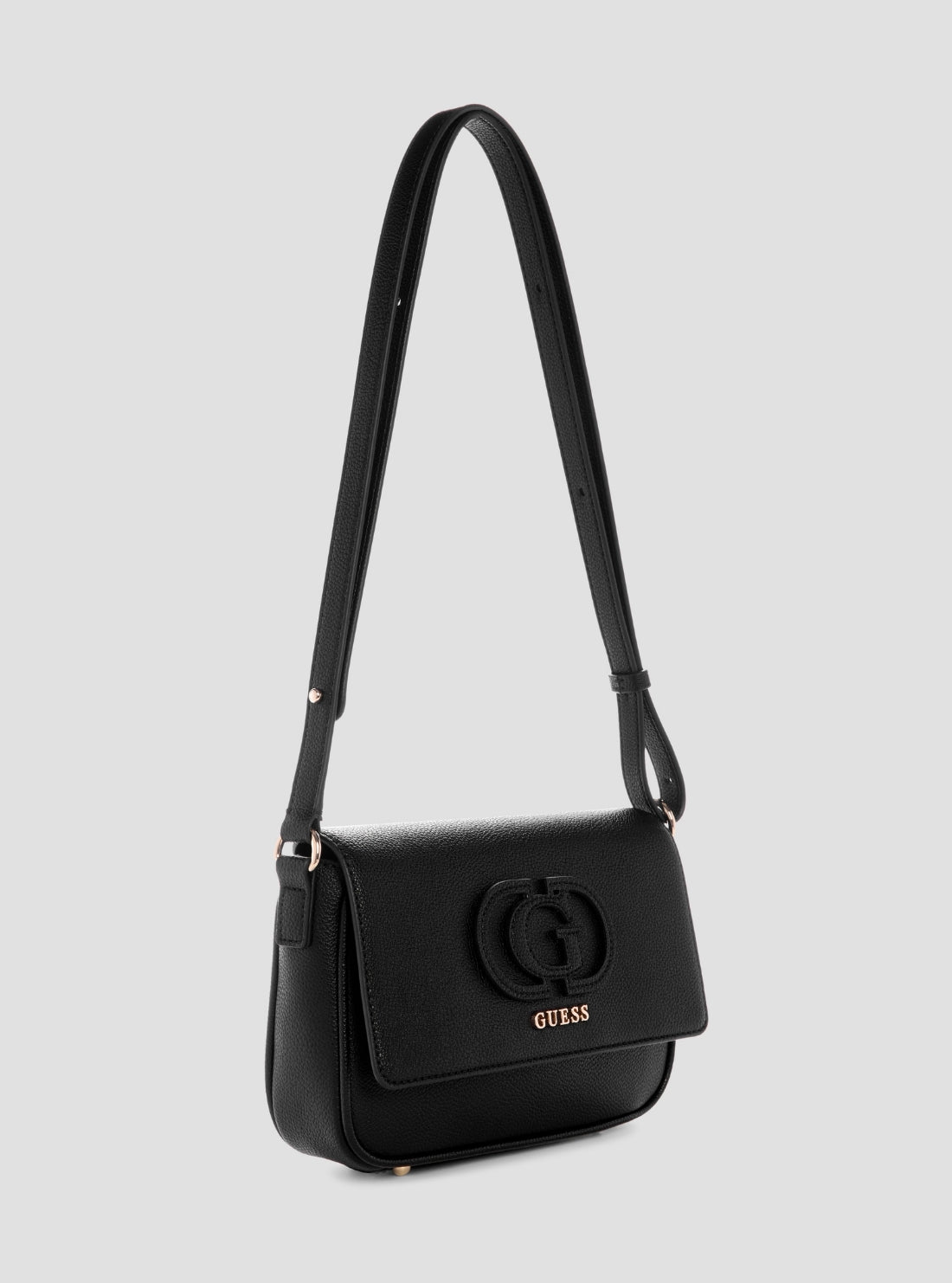 GUESS Womens Black Isola Convertible Crossbody Flap Bag BG990521 Side View