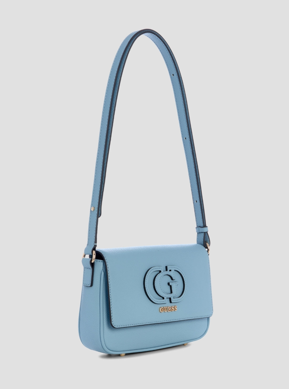 GUESS Womens Light Blue Isola Convertible Crossbody Flap Bag BG990521 Side View