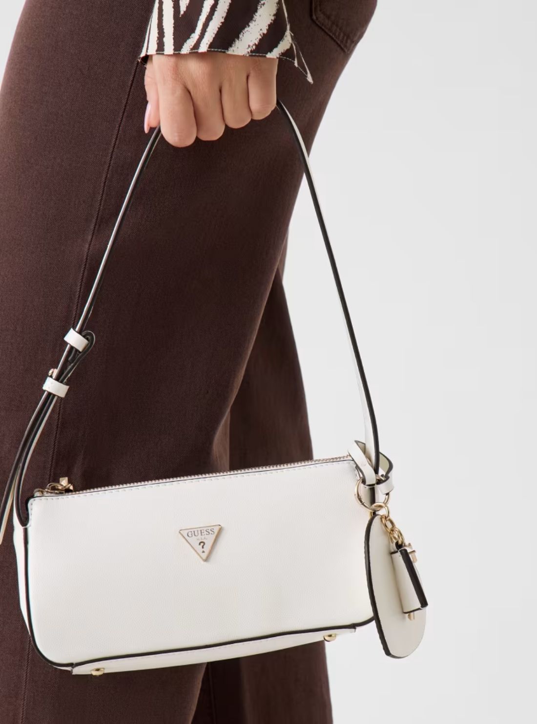 GUESS Womens White Isobel Mini Shoulder Bag BG993272 Model View2