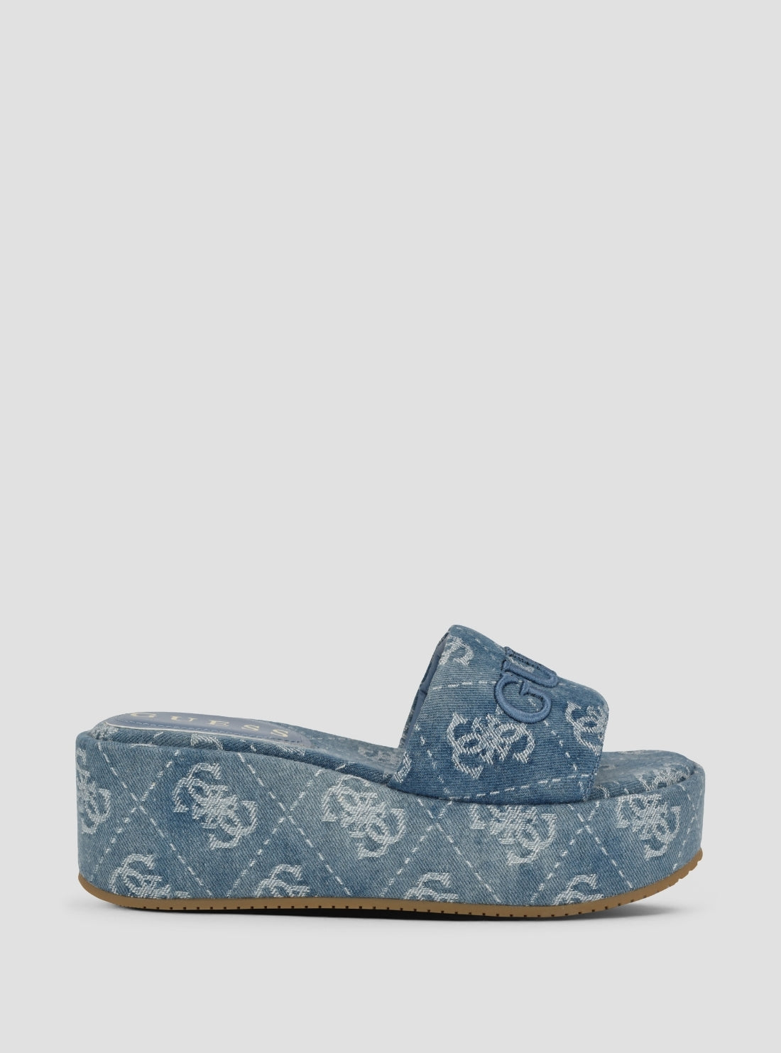 GUESS Womens Medium Blue Bintai Platform Sandals BINTAI2 Side View2