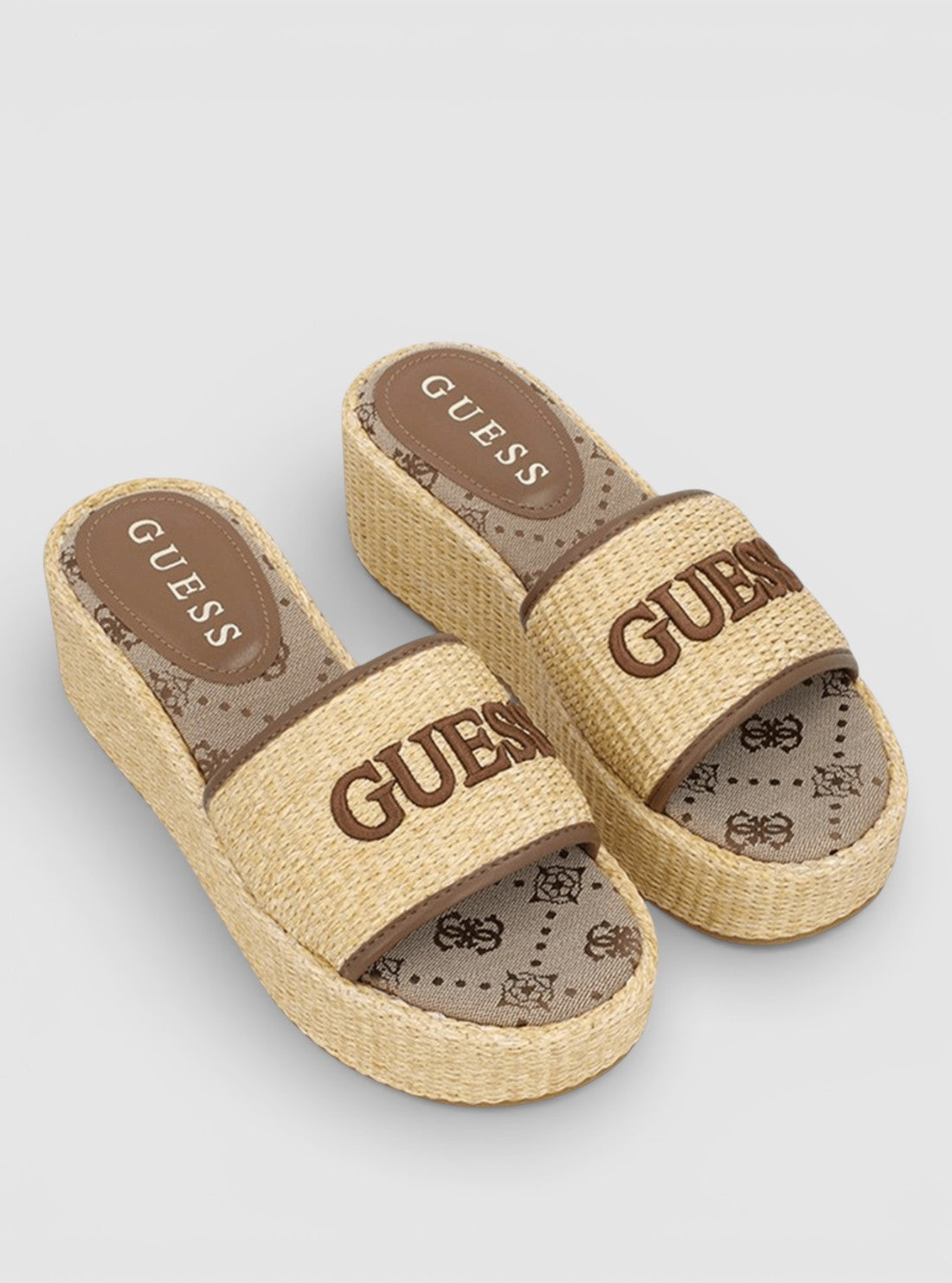 GUESS Footwear Beige Bintaih Wedge Sandals BINTAIH Front Side View