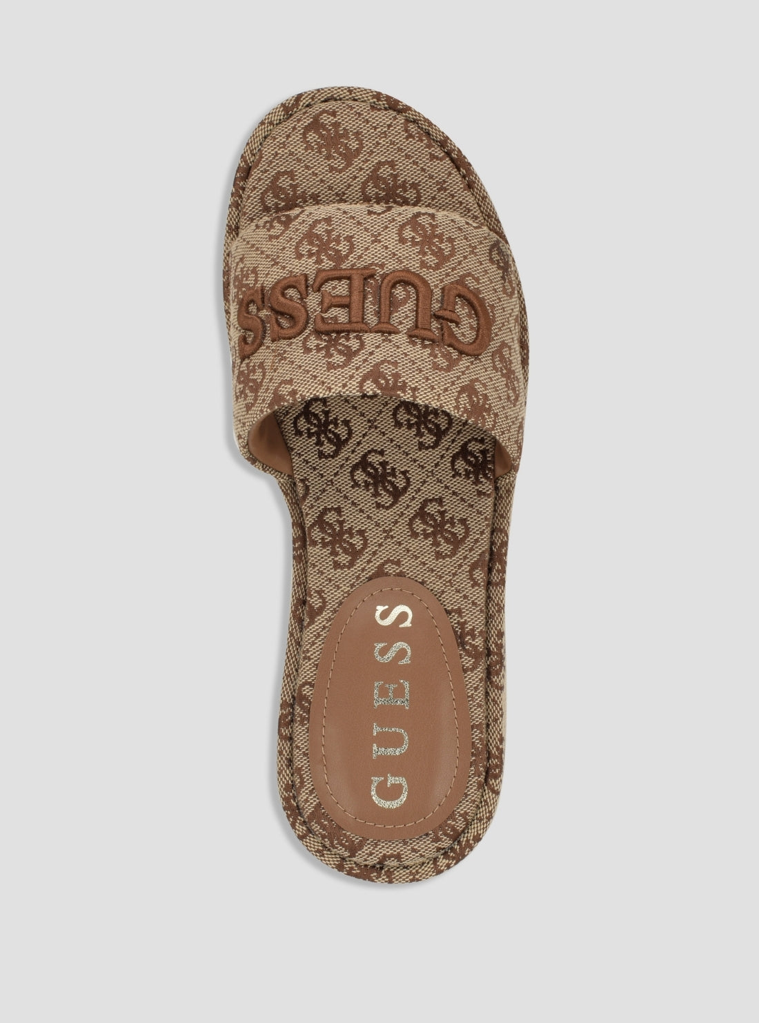 GUESS Womens Medium Brown Bintai Platform Sandals BINTAI Top View