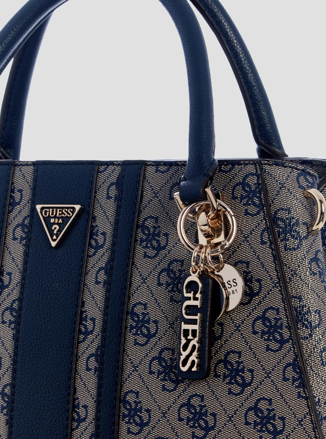 GUESS Womens Blue Logo Noelle II Luxury Satchel Bag BS967207 Detail View