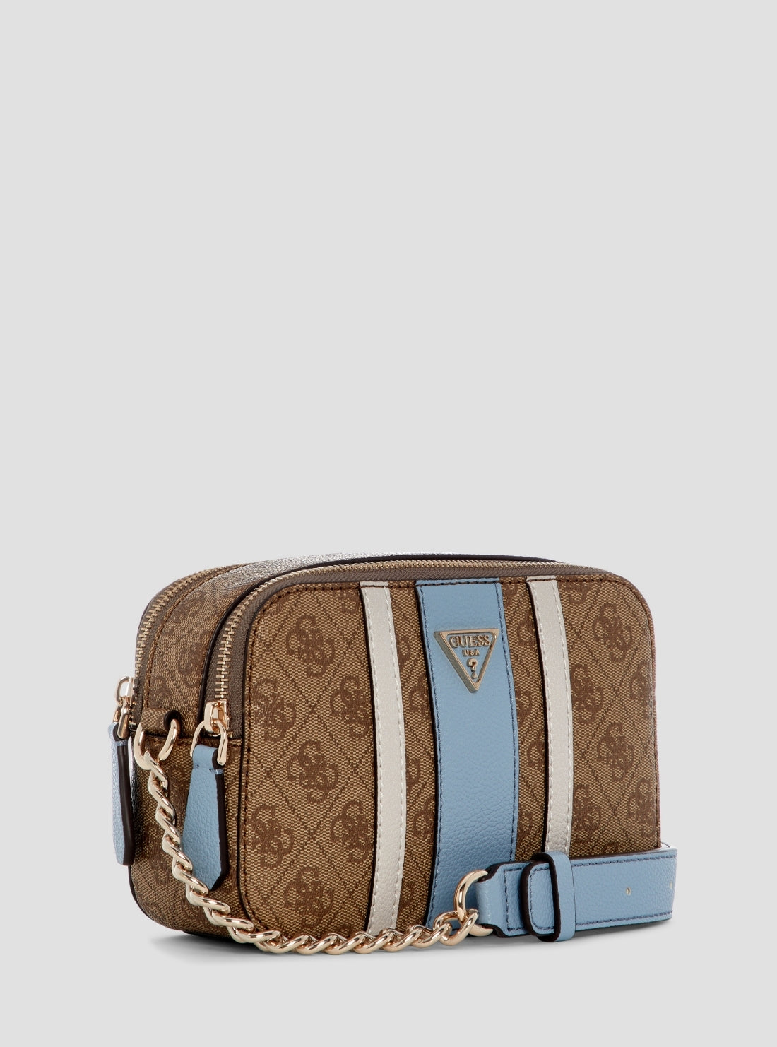 GUESS Womens Brown Blue Noelle II Camera Crossbody Bag BS967213 Side View