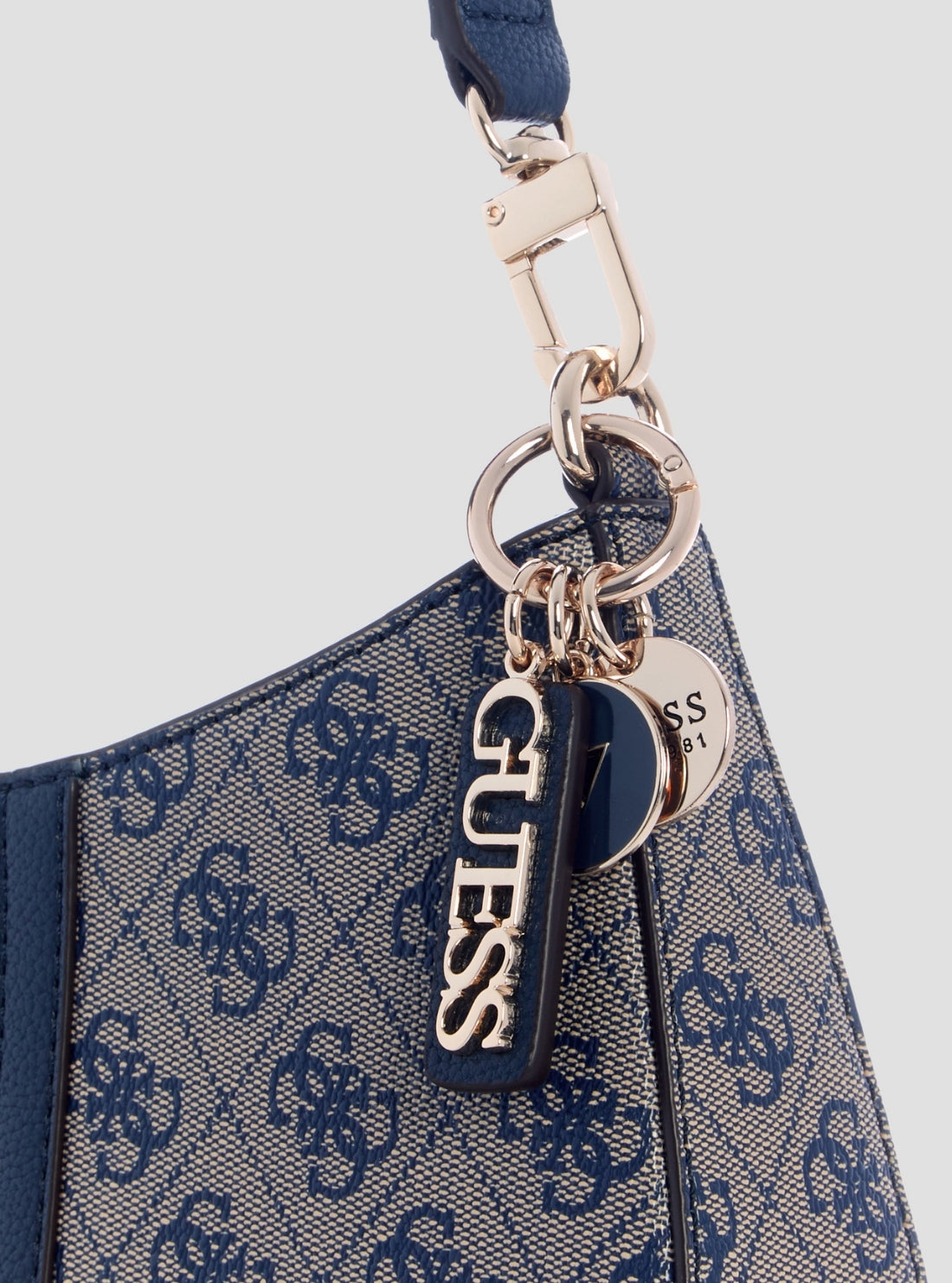 GUESS Womens Blue Logo Noelle II Top Zip Shoulder Bag BS967218 Detail View2