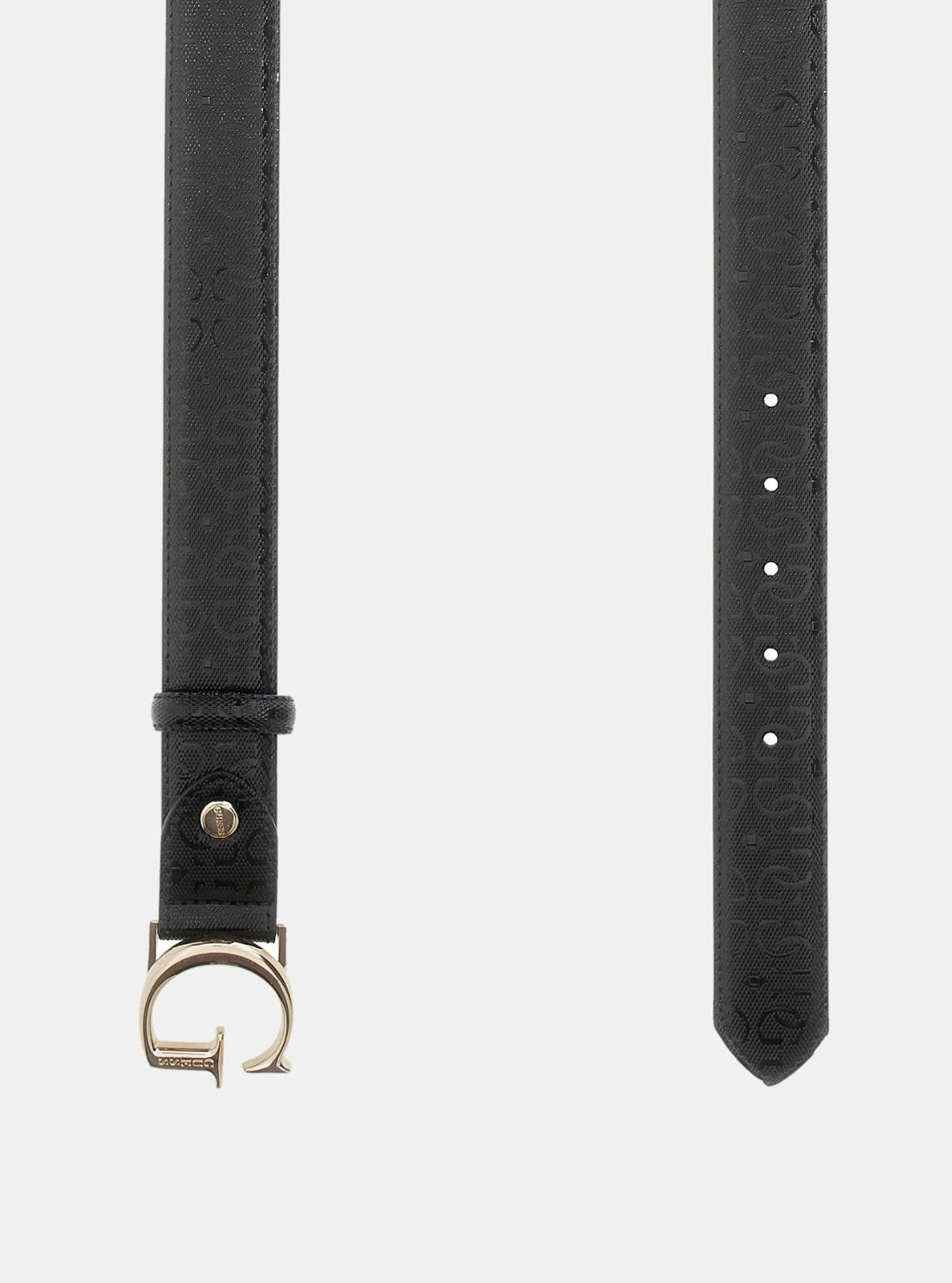 GUESS Accessories Black Logo Aldina Patent Belt BW9241P5335 Front View_2