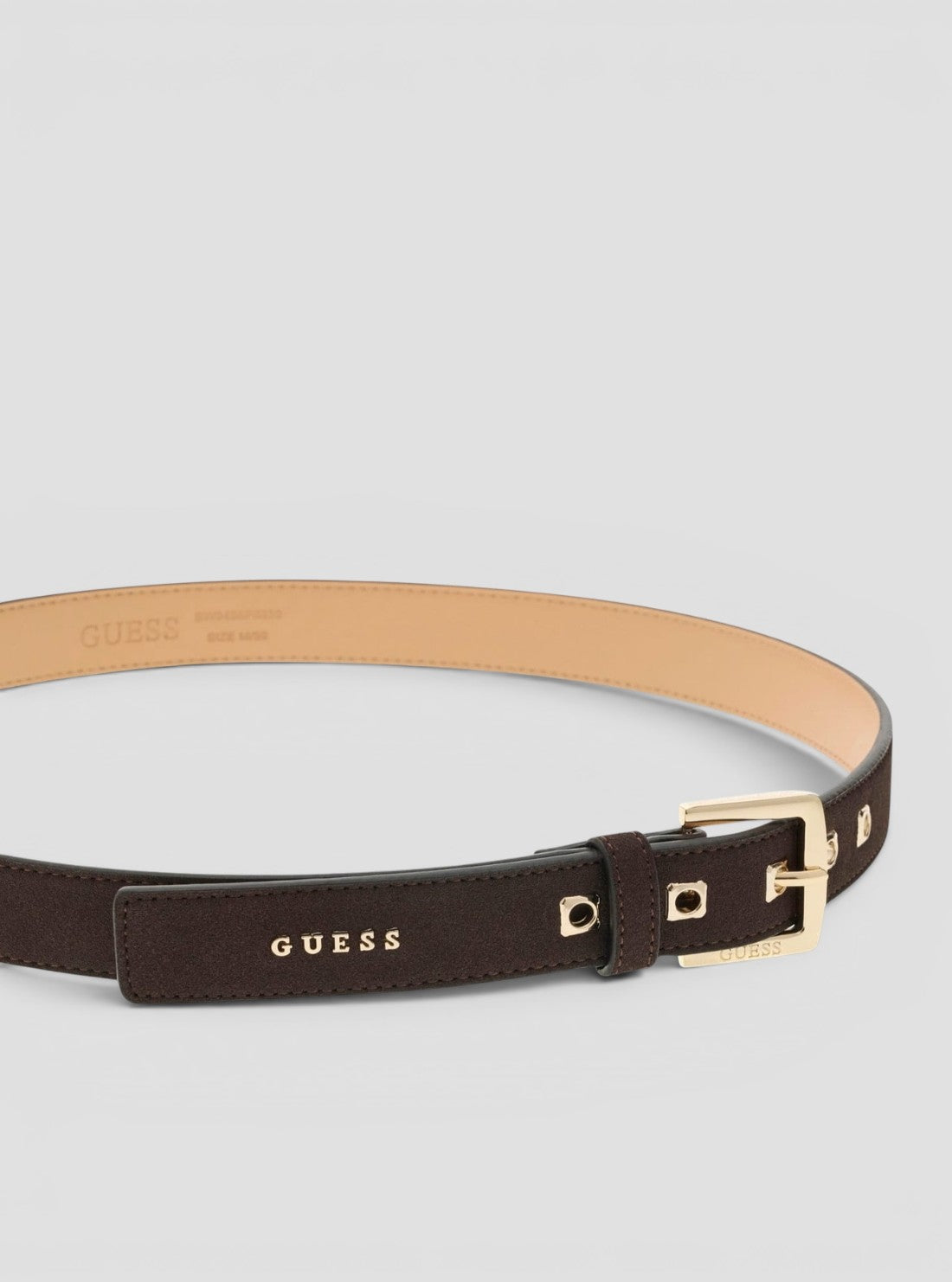 GUESS Womens Espresso Ella Faux-Suede Belt BW9458P6330 Detail View