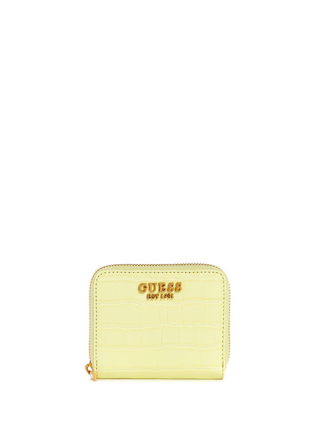 guess womens Lime Green James Croco Small Wallet front view