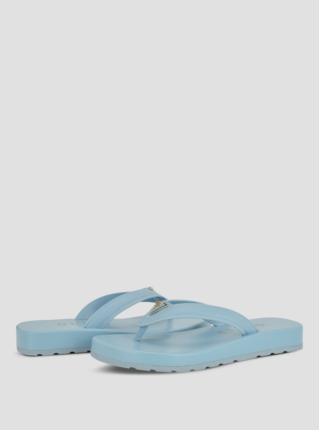 GUESS Womens Light Blue Candry Logo Flip Flop Sandals CANDRY Front View