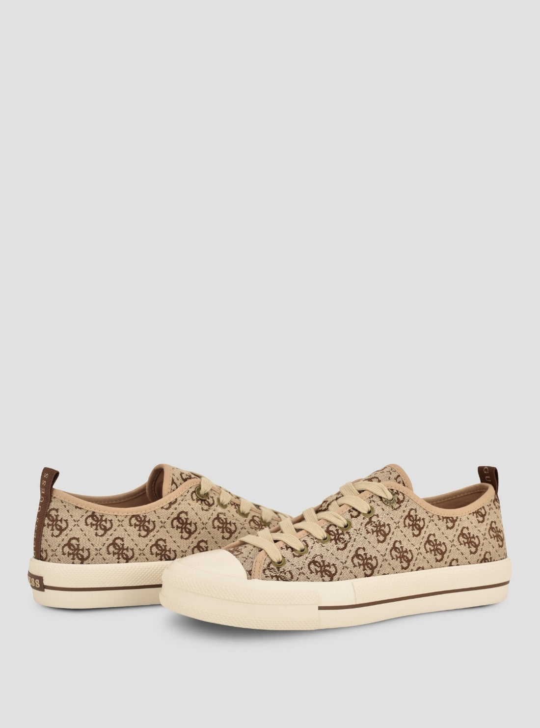 GUESS Footwear Light Brown Logo Carey Sneakers CAREY Front Side View