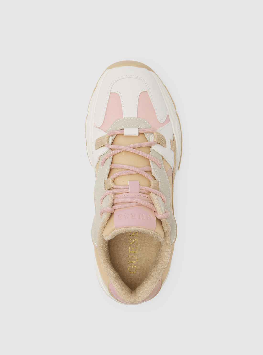 GUESS Womens White Carrli Sneakers CARLLI5 Top View