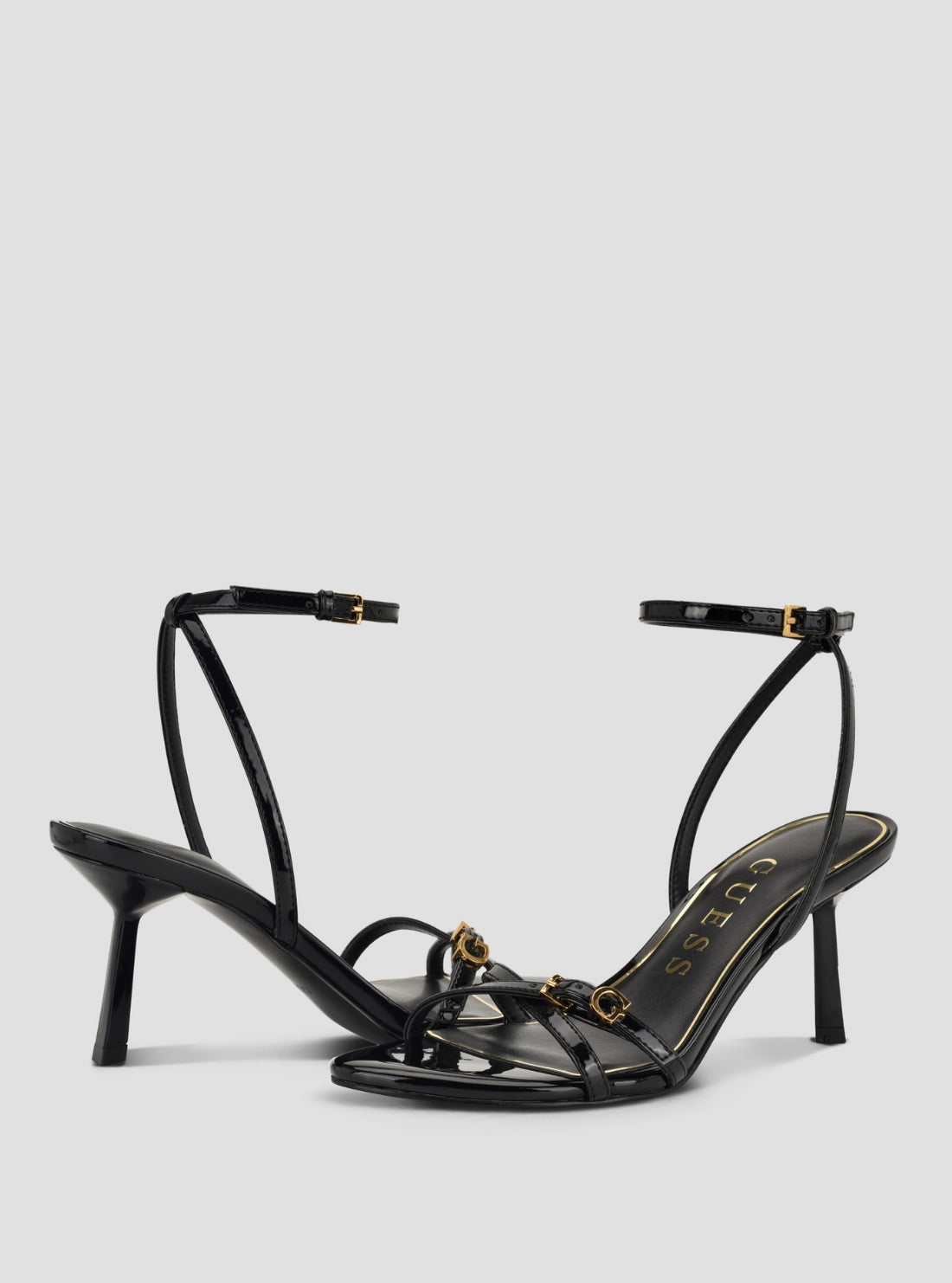 GUESS Foowear Black Connee Heeled Sandals CONNEE Front Side View