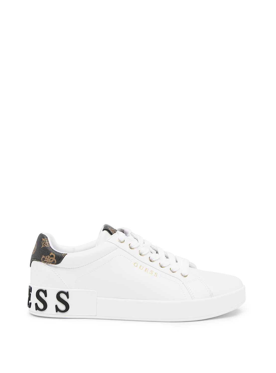 White Corlan Logo Sneakers | GUESS Women's Shoes | Side view