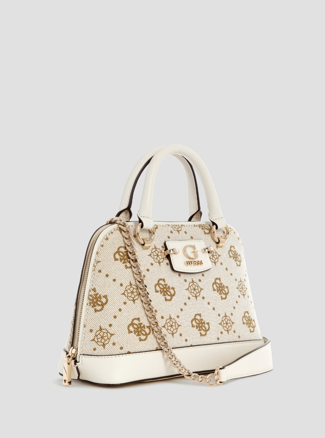 GUESS Women's White Neda Dome Satchel Bag CP965405 Front Side View