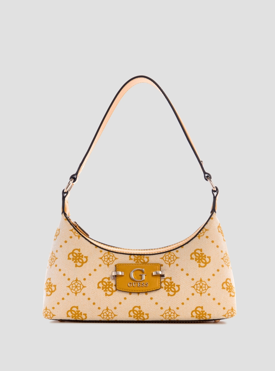 GUESS Womens Yellow Logo Neda Top Zip Shoulder Bag CP965417 Front View