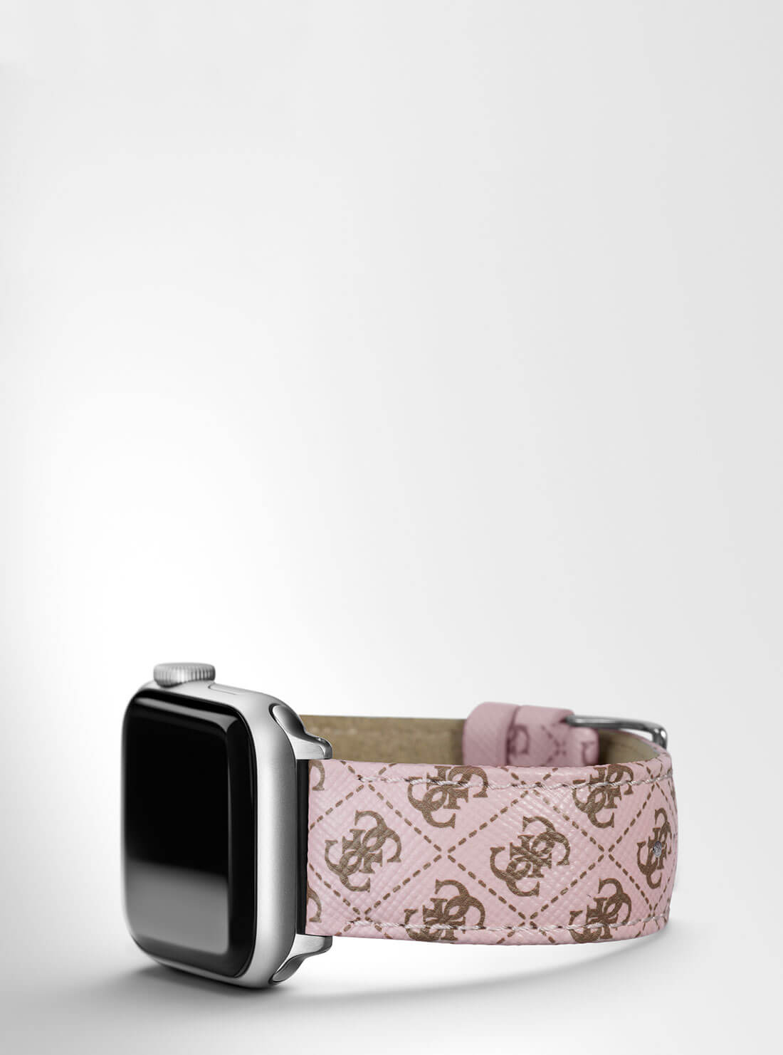 Pink Logo Leather Apple Strap (38-40MM) | GUESS Women's Accessories | GUESS Women's Accessories | side view