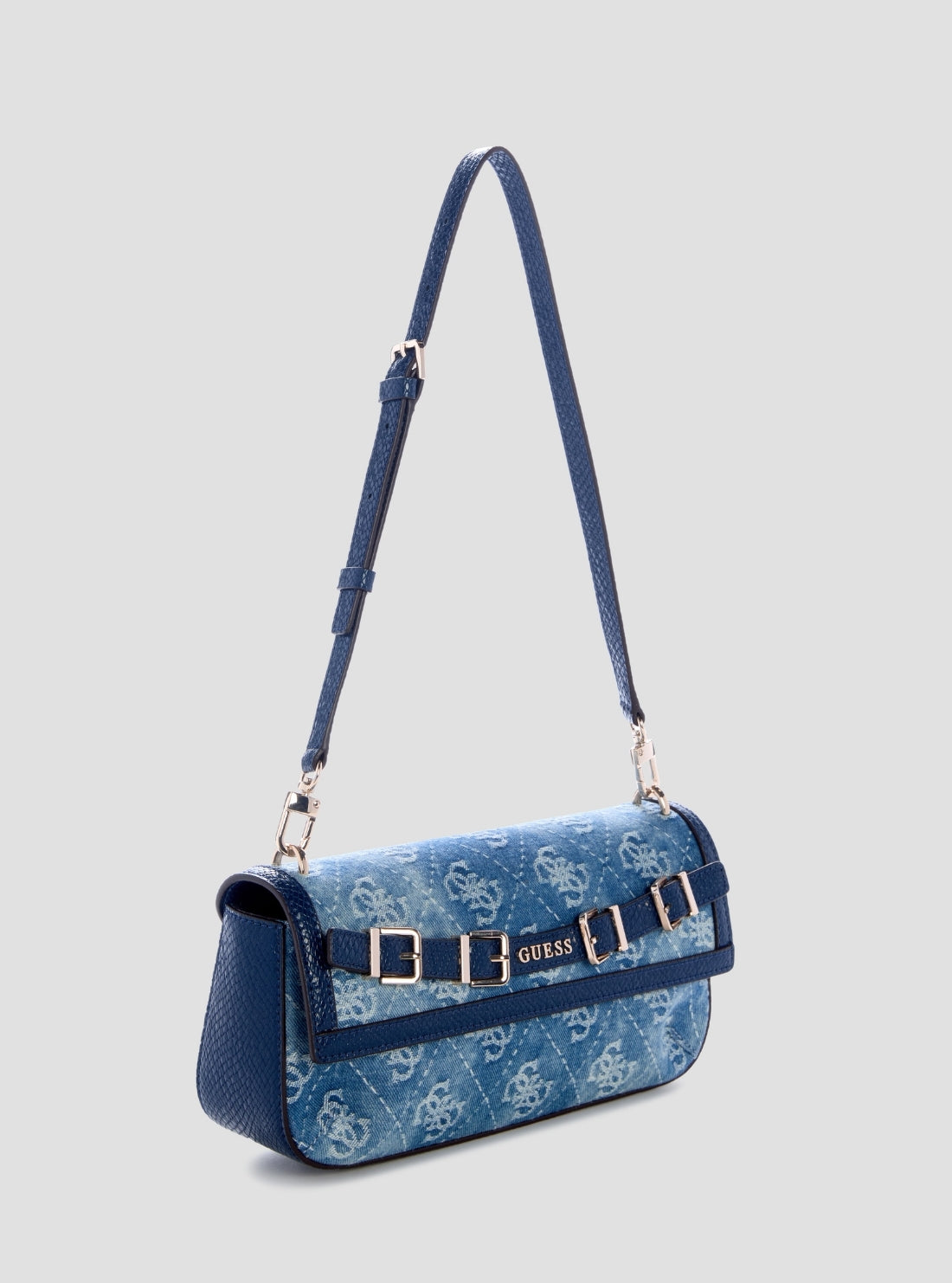 GUESS Womens Blue Logo Dovie Flap Shoulder Bag DG990919 Side View
