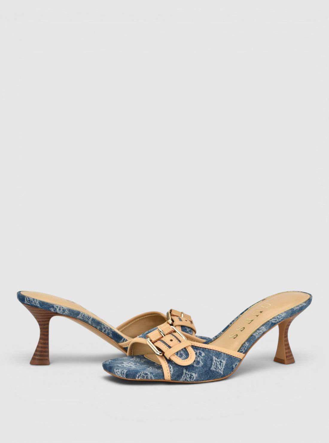 GUESS Footwear Blue Logo Dista Kitten Heels DISTA2 Front Side View