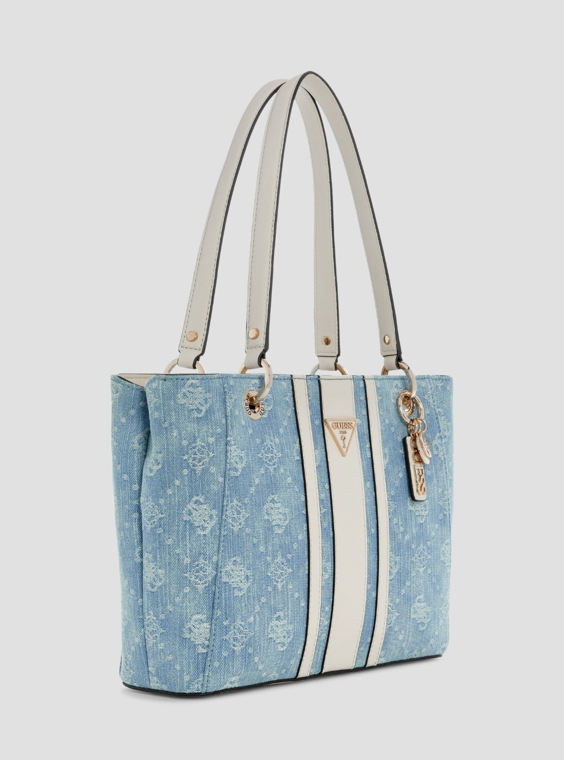 GUESS Womens Denim Logo Noelle II Small Tote Bag DL967224 Side View
