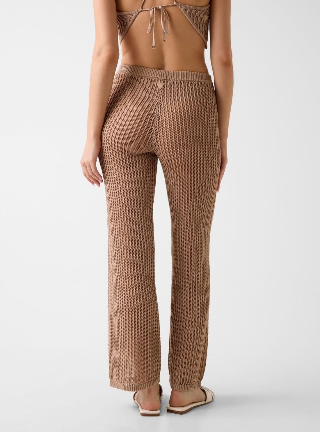 GUESS Womens Eco Pacific Sand Aura Net Stitch Pants E6GB00Z5371 Back View