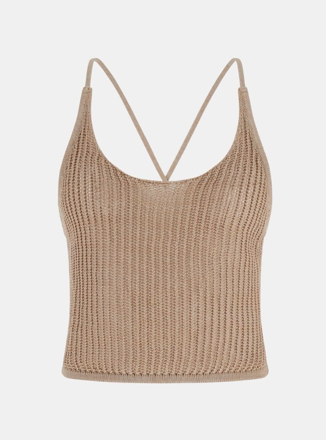 GUESS Womens Eco Beige Aura Net Stitch Top Sweater E6GR00Z5371 Flatlay