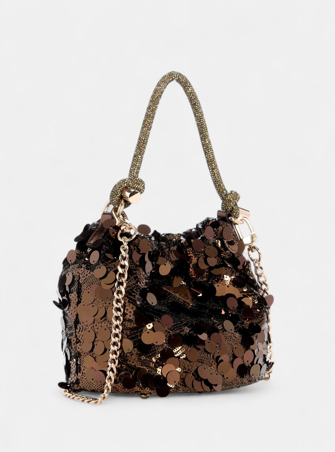 GUESS Womens Bronze Holiday Shine Pouch Bag EG953875 Front Side View