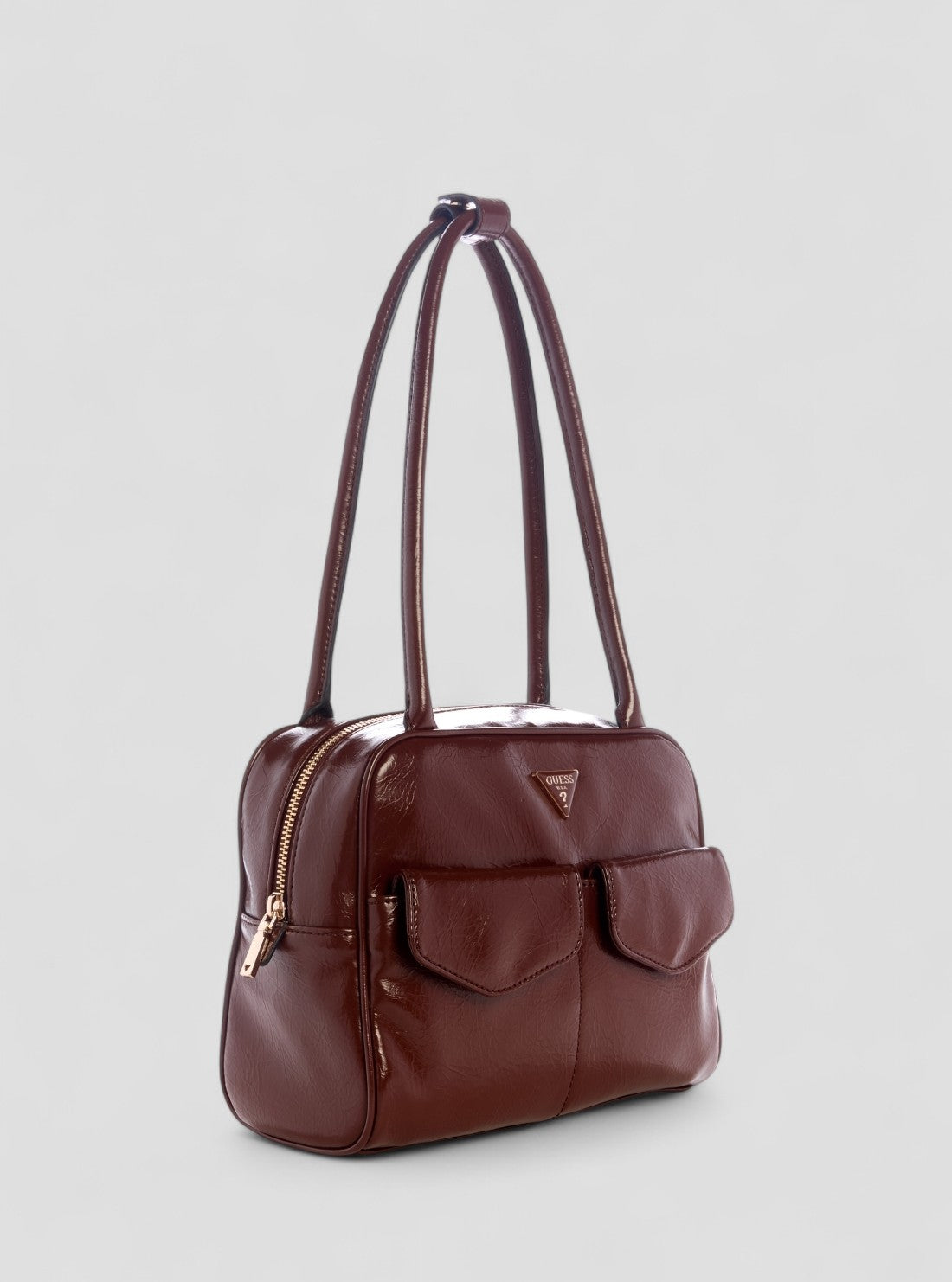 GUESS Womens Brown Waldena Shoulder Satchel Bag EG964609 Front Side View