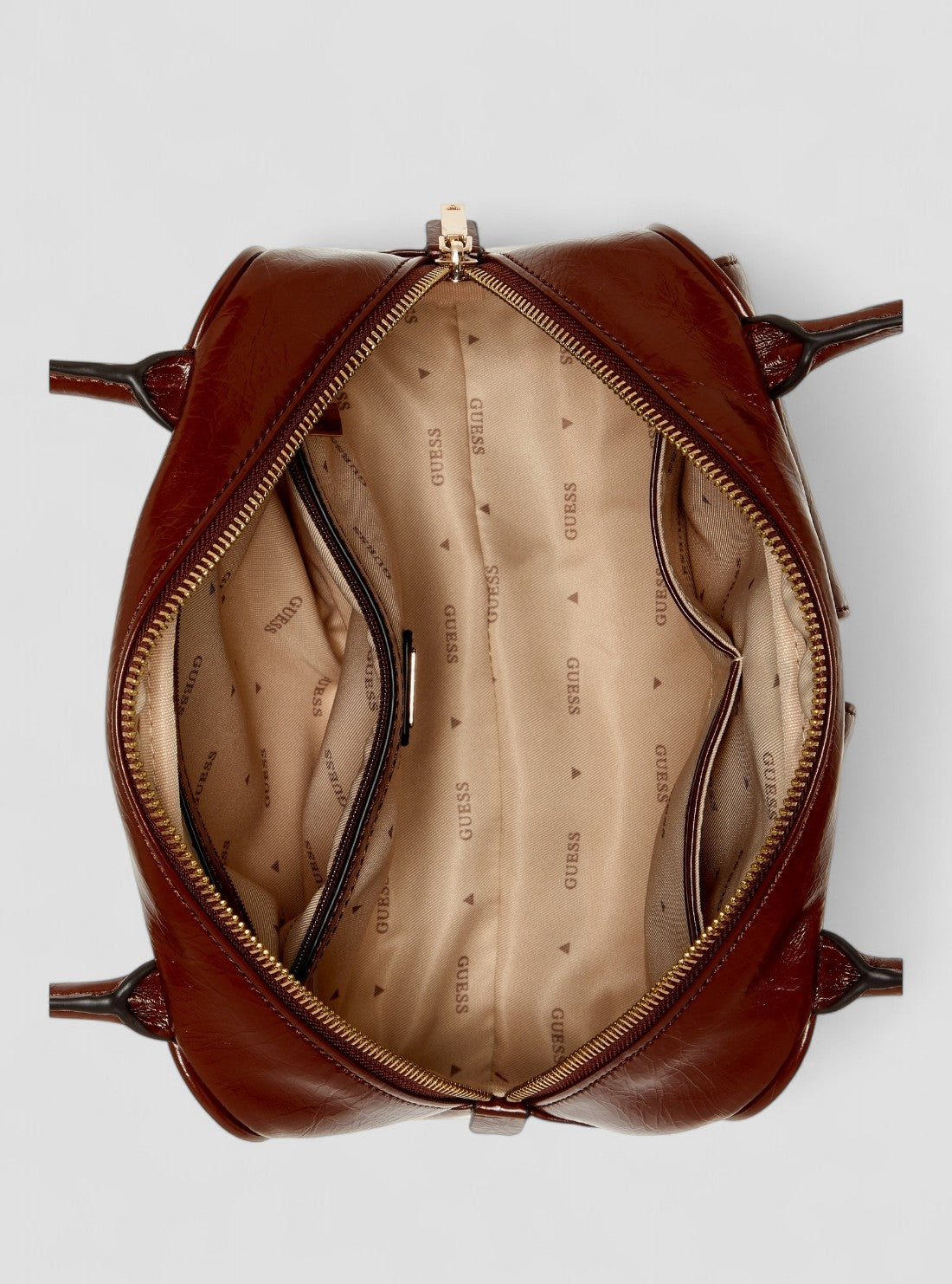 GUESS Womens Brown Waldena Shoulder Satchel Bag EG964609 Inside View