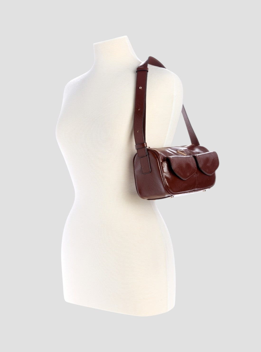 GUESS Womens Brown Waldena Small Top Zip Shoulder Bag EG964617 Full View