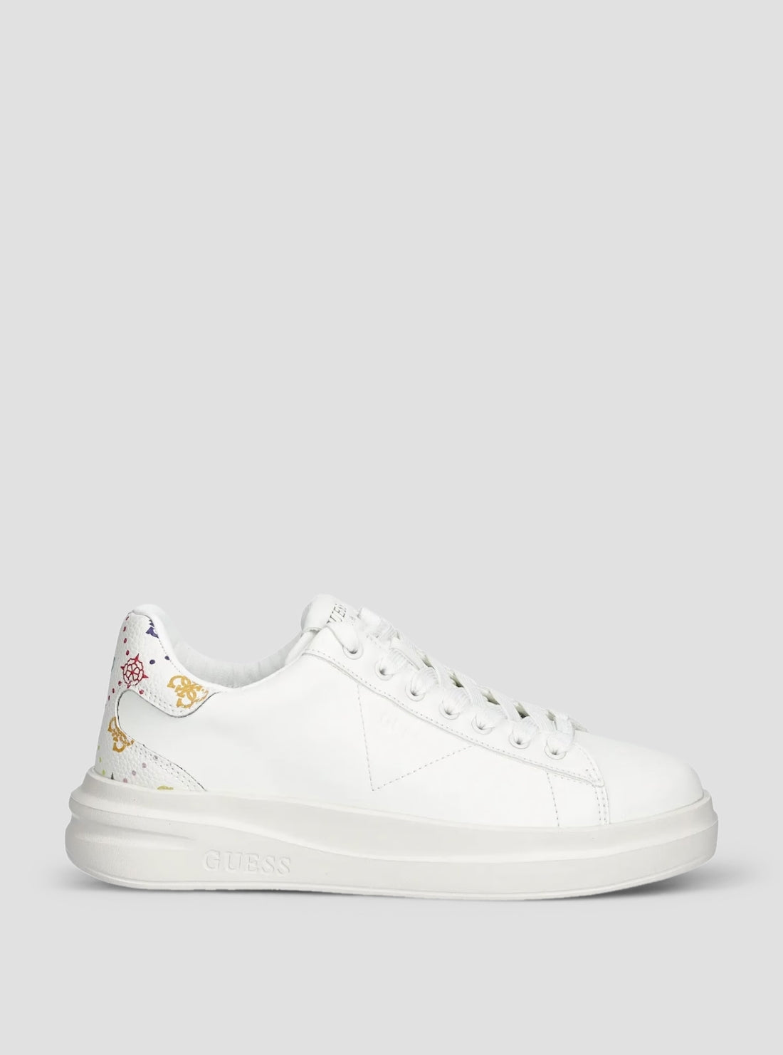 GUESS Womens White Elbina Sneakers ELBINA11 Side View