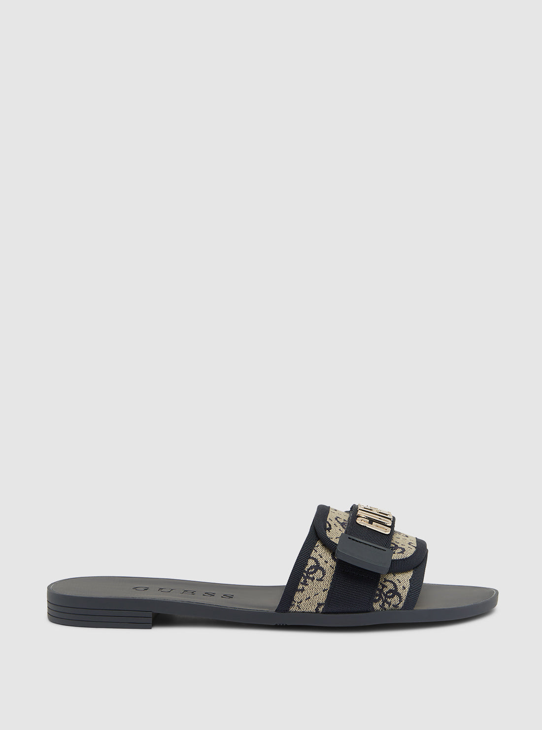 GUESS Womens Footwear Blue Logo Elyze Slide Sandals ELYZE3 Side View
